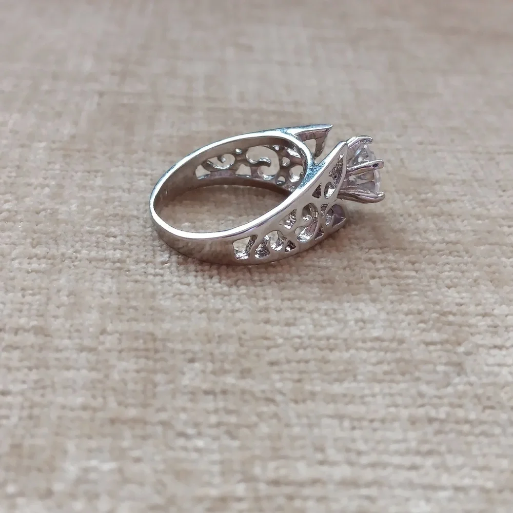 Silver Tone Cubic Zirconia Ring